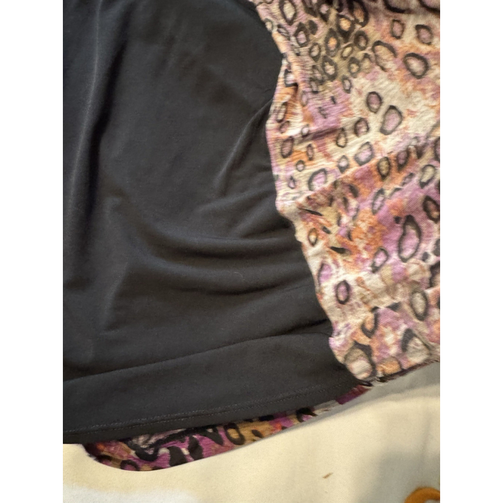 Essentials Layered Top Women 3X Black Animal Print Ruffle Cardigan Boho Chic - Picture 7 of 8